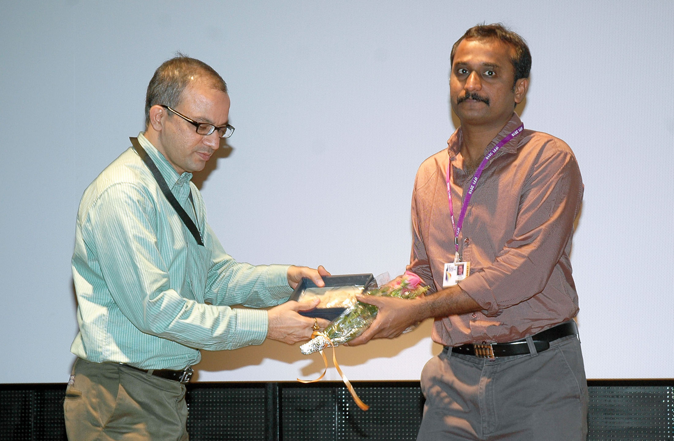 Deva Katta being felicitated during the Prasthanam presentation at IFFI 2010 in Panaji, Goa.